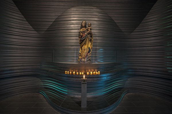 Modern Marian chapel with a sculpture of Mary with child from around 1480, St Clare's Church,
