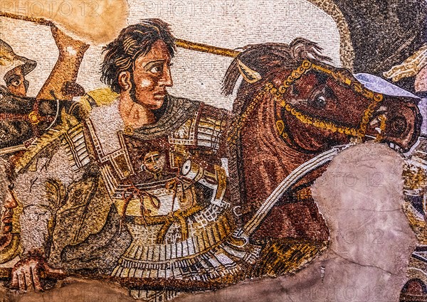 Battle of Aleander at Issus, mosaic copy from Pompei, Naples Museum, 1st century a.C., mosaic