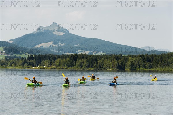Kayaks, Lake Ammer, near Herrsching am Lake Ammer, Fuenfseenland, Upper Bavaria, Bavaria, Germany,