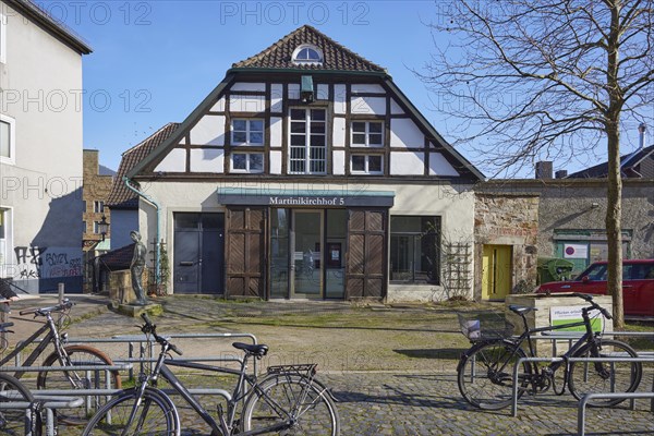 Half-timbered house at Martinikirchhof in Minden, Muehlenkreis Minden-Luebbecke, North