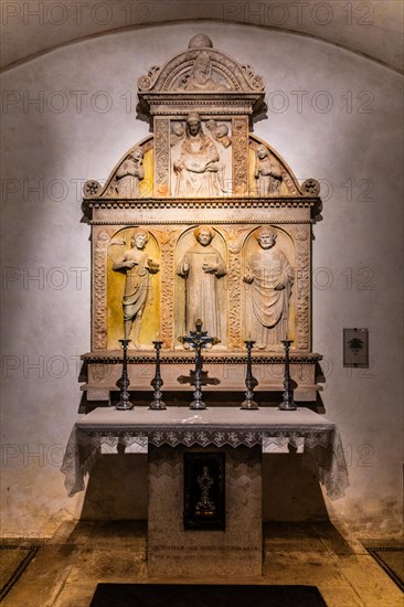 Crypt, Duomo di Santa Maria Maggiore, 13th century, historic city centre, Spilimbergo, Friuli,