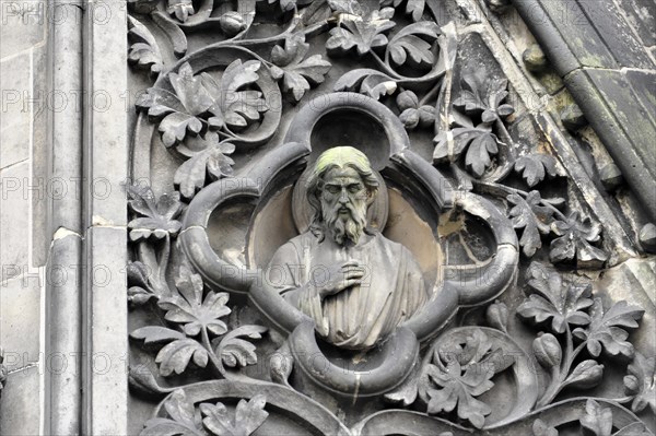 St Peter's Church, parish church, construction began in 1310, Moenckebergstrasse, stone sculpture