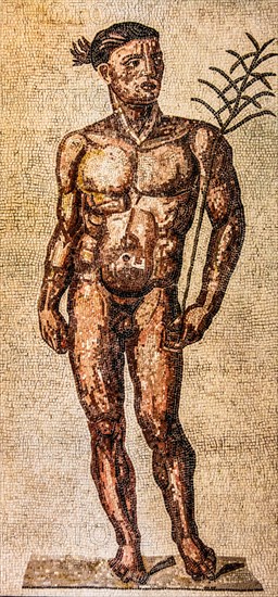 Victorious sportsman, mosaic copy from the Baths of Caracalla, Vatican Museums, Rome, 3rd century,