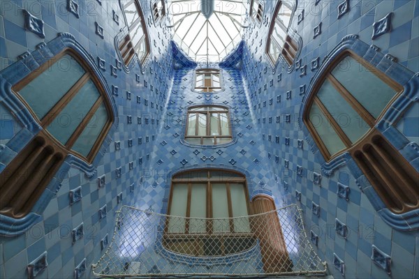 Staircase, Casa Batllo, apartment building by Antoni Gaudi, Passeig de Gracia, Barcelona,