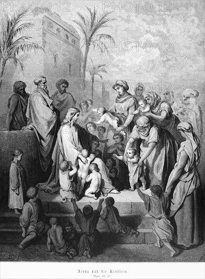 Jesus and the little children, Gospel of Mark, chapter 10, blessing, crowd, infants, mothers,