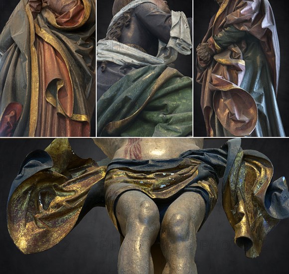 Vestments of Mary, Christ, Magdalene, John, figure of the crucifixion group by Veit Wirsberger