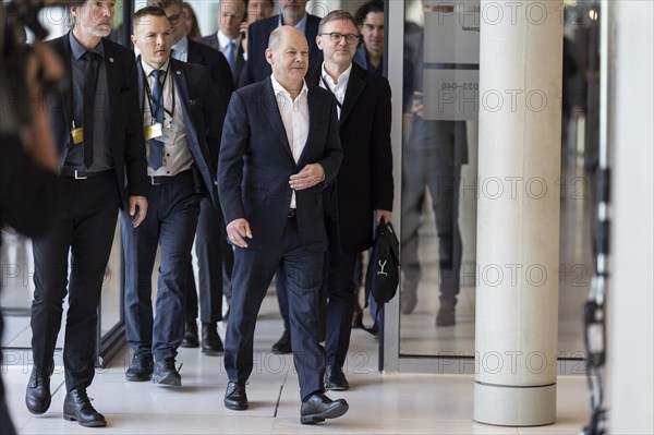 Olaf Scholz (SPD), Federal Chancellor, visits the parliamentary group meeting of the FDP (Free