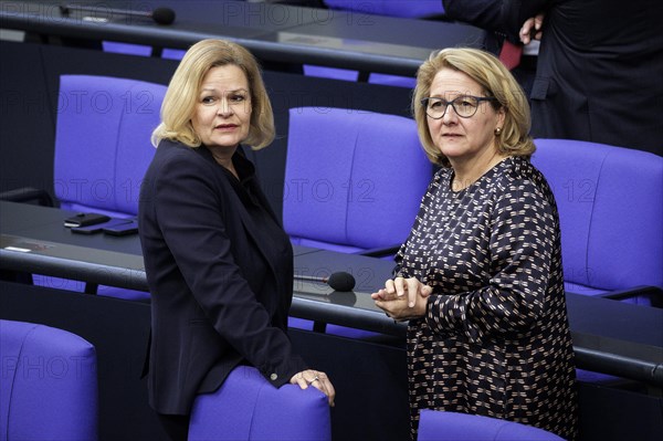 (R-L) Svenja Schulze, Federal Minister for Economic Cooperation and Development, and Nancy Faeser,