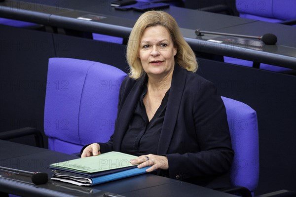 Nancy Faeser, Federal Minister of the Interior and Home Affairs, pictured during a meeting in the