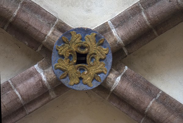Rosette, vault keystone in the Gothic vault, St Clare's Church, Koenigstrasse 66, Nuremberg, Middle