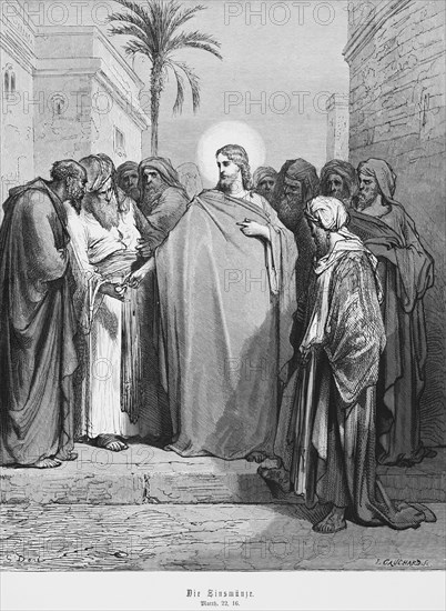 The interest coin, Gospel of Matthew, chapter 22, money, tax, coin, Jesus, halo, Pharisees,
