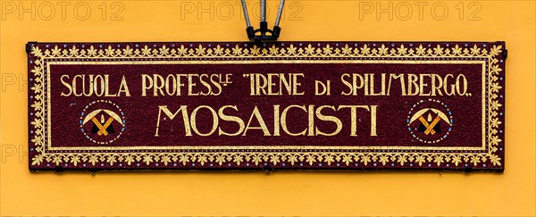 Mosaic school that produces mosaic masters, Spilimbergo, city of mosaic art, Friuli, Italy,