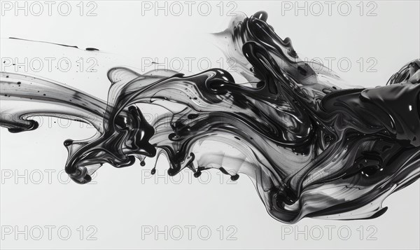 A brush glides across a white canvas. Black, gray and white dramatic strokes. Abstract background