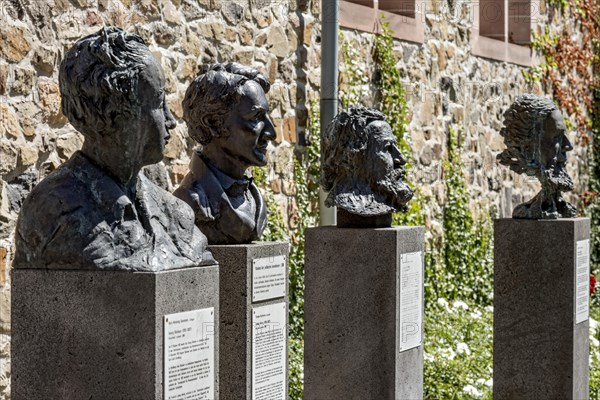 Monuments to Georg Buechner, Ludwig Boerne, Carl Vogt, Wilhelm Liebknecht, portraits of various