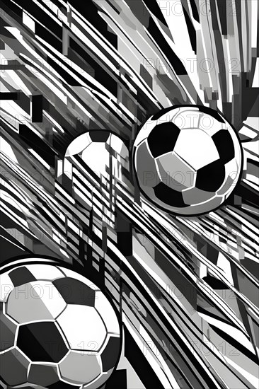 Football whistle transformed into abstract black and white art composed of fluid lines and harmonic