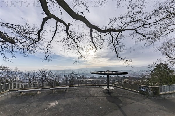 View of the city of Stuttgart, panorama from the Zeppelinstrasse viewpoint, Stuttgart,