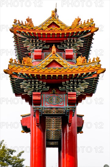 Odeon Circle or Wongwian Odeon and Chinese gate in Yaowarat Road or Chinatown in Bangkok City,