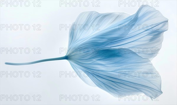 A light blue brush stroke forming a chamomile petal. Chamomile flower painted on white background