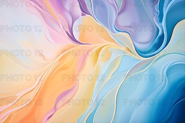 Abstract pastel painting with flowing lines intertwine organic shapes symbolizing springs awake, AI