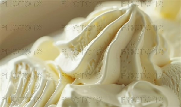 Close-up of melting vanilla ice cream, abstract background with ice cream close up view AI