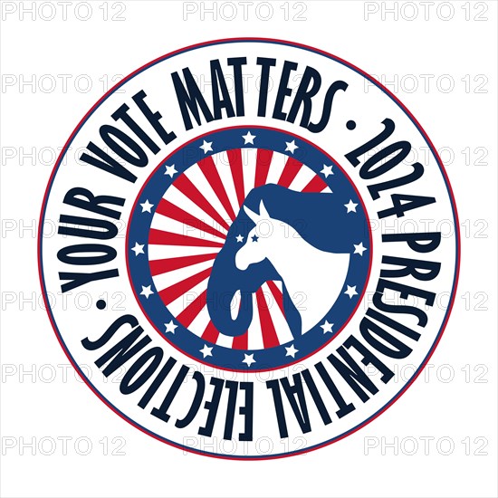 2024 Presidential vector template conceptual badge with donkey and elephant, democrats and
