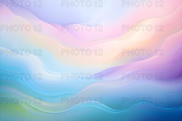 Abstract pastel painting with flowing lines intertwine organic shapes symbolizing springs awake, AI