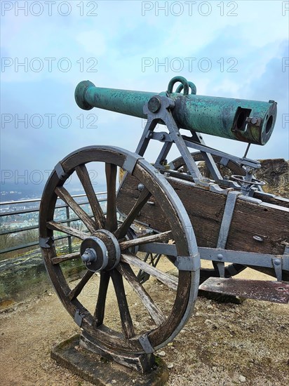 The historic old town centre of Coburg with a view of the ancient cannon. Coburg, Upper Franconia,