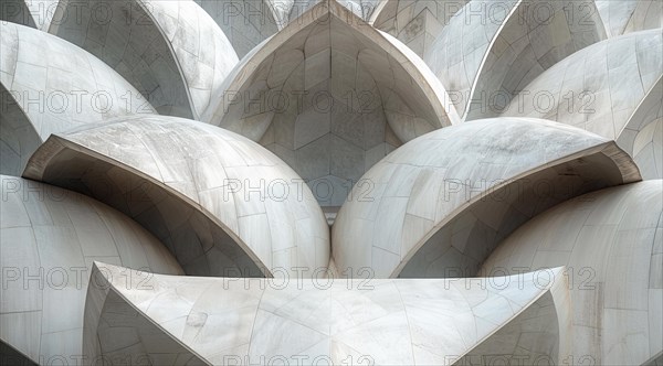Abstract, curved architectural detail of Lotus temple in monochrome tones, ai generated, AI