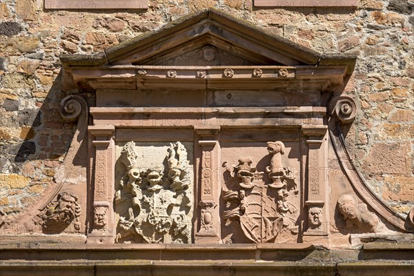 Coat of arms for Landgrave Ludwig IV of Hesse-Marburg and Hedwig of Wuerttemberg, relief in