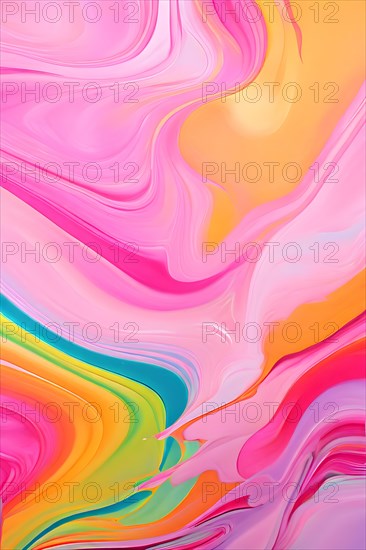 Abstract painting with flowing lines intertwine organic shapes symbolizing springs awake, AI