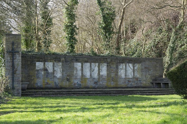 Memorial to the victims of the Second World War in Volmarstein, castle ruins, Volmarstein Castle,