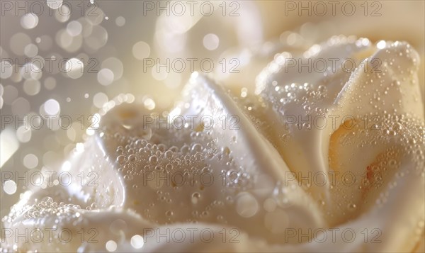 Close-up of melting vanilla ice cream, abstract background with ice cream close up view AI