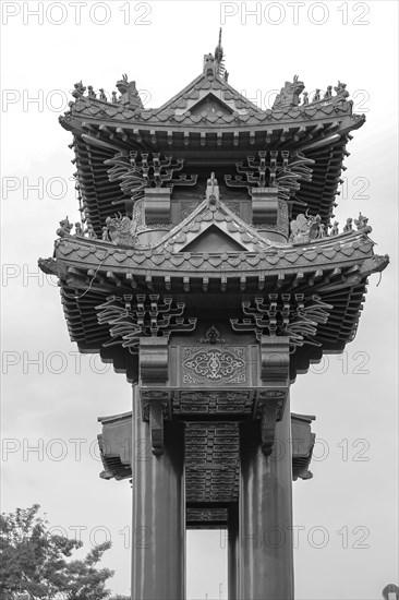 Odeon Circle or Wongwian Odeon and Chinese gate in Yaowarat Road or Chinatown in Bangkok City,