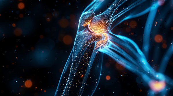Digital representation of sparkling neurons with blue hues, symbolizing connectivity, ai generated,