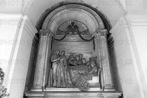 Sculpture group at the father's grave, Monumental Cemetery, Cimitero monumentale di Staglieno),