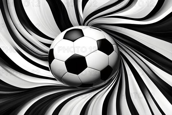 Football whistle transformed into abstract black and white art composed of fluid lines and harmonic