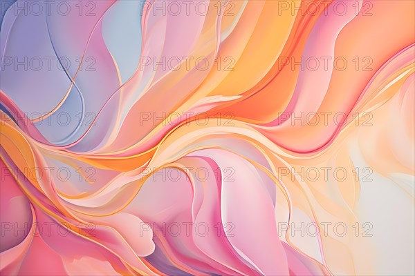 Abstract pastel painting with flowing lines intertwine organic shapes symbolizing springs awake, AI