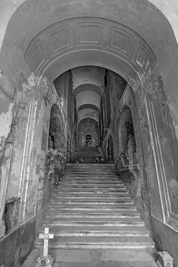 Staircase to the upper burial level, Monumental Cemetery, Cimitero monumentale di Staglieno),