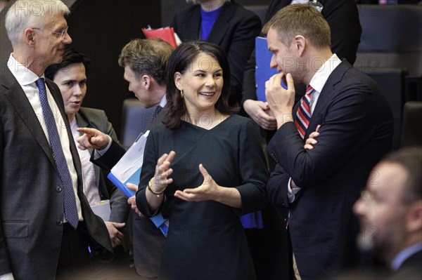 Annalena Baerbock, Federal Foreign Minister, in conversation with Gabrielius Landsbergis, Foreign