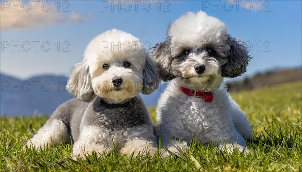 KI generated, animals, mammals, dog, domestic dogs (Canis lupus familiaris), two animals,
