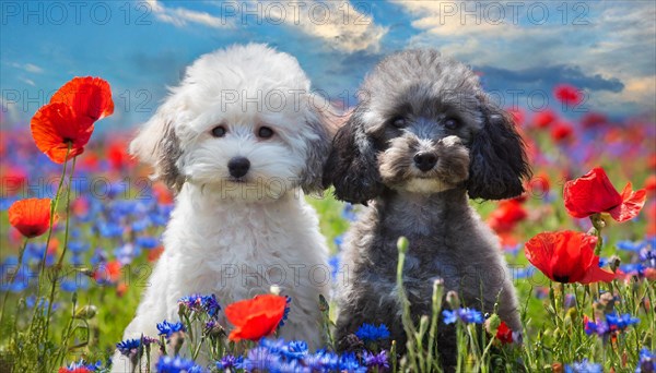 AI generated, animals, mammals, dog, domestic dogs (Canis lupus familiaris), two animals, white,