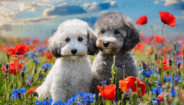 AI generated, animals, mammals, dog, domestic dogs (Canis lupus familiaris), two animals, white,