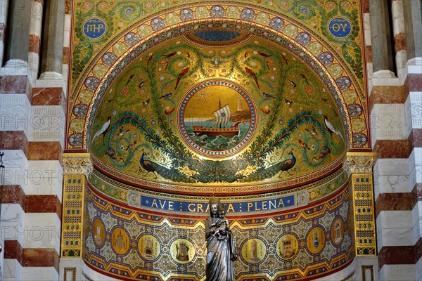 Interior view, Marseille Cathedral or Cathedrale Sainte-Marie-Majeure de Marseille, 1852-1896,