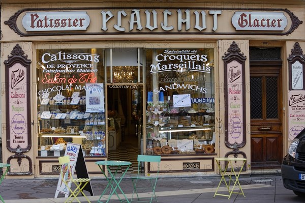 Marseille, Traditional French sweet shop with signs and window display, Marseille, Departement