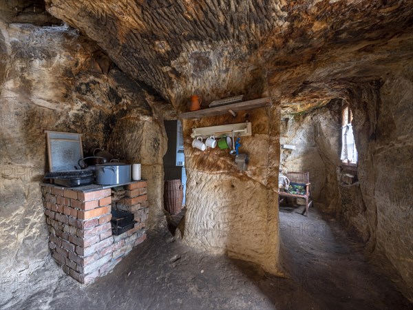 Cave dwelling on the Schaeferberg in Langenstein, Harz foreland, Halberstadt, Saxony-Anhalt,