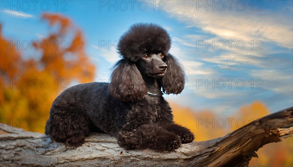 KI generated, animals, mammals, dog, domestic dogs (Canis lupus familiaris), black, black,
