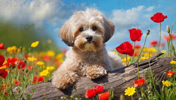KI generated, animal, animals, mammal, mammals, Maltipoo (Canis lupus familiaris), dog, dogs,