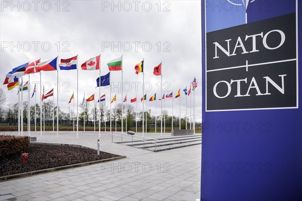 Symbolic image at the meeting of NATO foreign ministers. Brussels, 03.04.2024. Photographed on