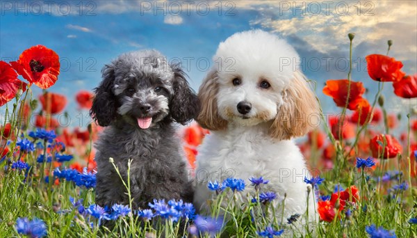 AI generated, animals, mammals, dog, domestic dogs (Canis lupus familiaris), two animals, white,