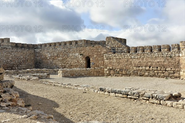 Castillo de Santa Catalina, gothic castle in Jaen, Jaen province, stone ruins of an old fortress